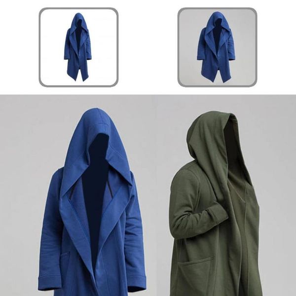 

men's trench coats coat solid color jacket extra long oblique hem fashionable sleeve men, Tan;black