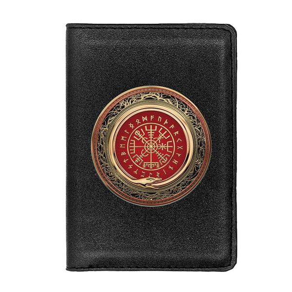 

card holders personalized classic northern europe viking passport cover for men women id travel holder leather wallet, Brown;gray