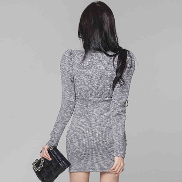 

dresses spring knitting pencil sheath lady office vestidos evening party v-neck elegant ol simple bodycon es, Black;gray
