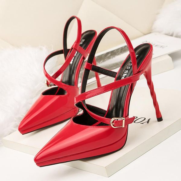 

summer high heels shoes woman fashion cross strappy pointed toe sandals women stiletto party ladies sandalias, Black