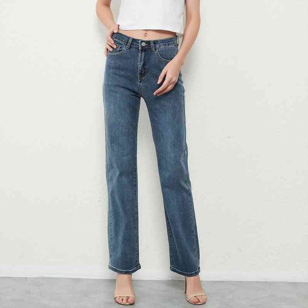 

stretch straight high waist vintage womens jean baggy full length long denim trousers streetwear, Blue