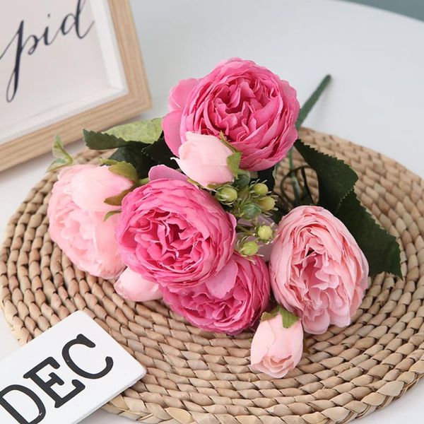 

artificial flower head rose peony silk bouquet home party wedding christmas decor marriage fake decorative flowers & wreaths