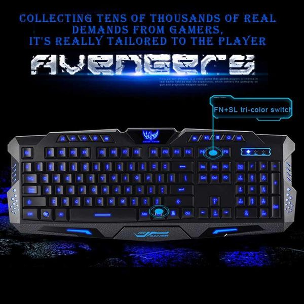 

electronic games three-color backlit keyboard mechanical hand feel lapwired keyboards