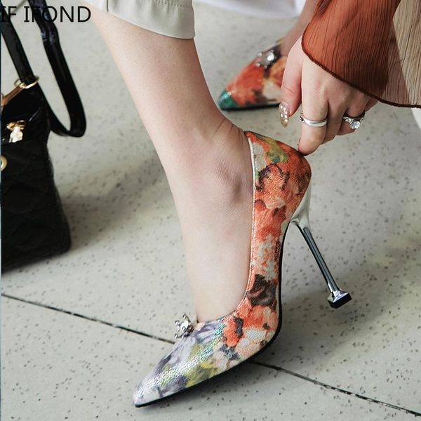 

dress shoes if ifond spring spell color flower high heels women pointed thin party pumps metal decoration drill single shoe, Black