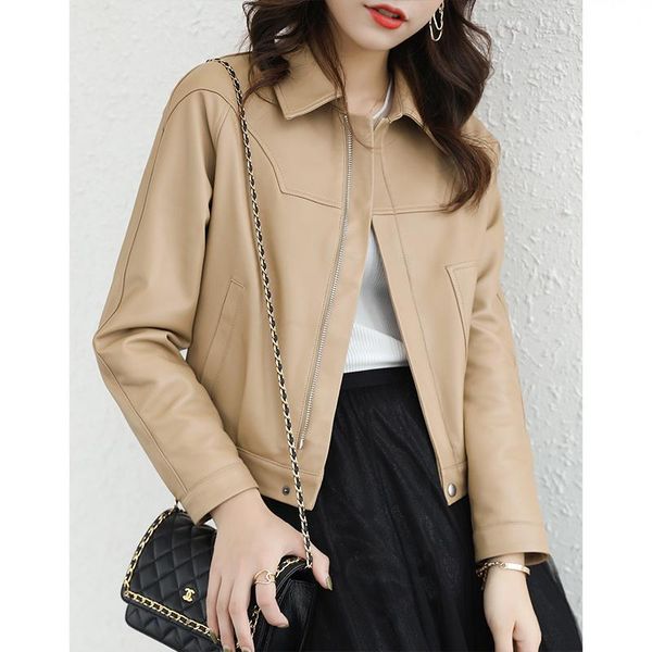 

women's leather & faux 2021 spring genuine jacket women sheepskin coat streetwear ladies female coats and jackets women's clothing, Black