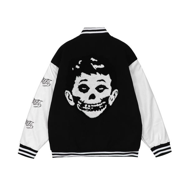 

men's cotton clothes campus students thickened skull embroidered warm thickened cotton clothes baseball clothes, Black