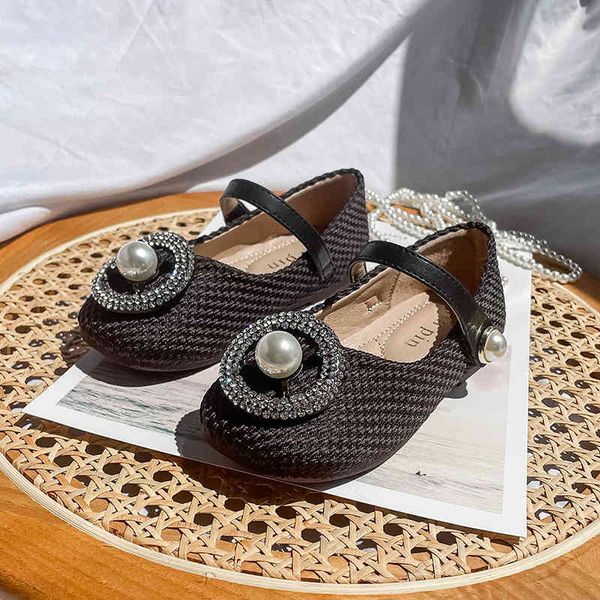 

baby shoes trendy girls' soft soled princess 2021 autumn korean version one line band magic water diamond children's single, Black