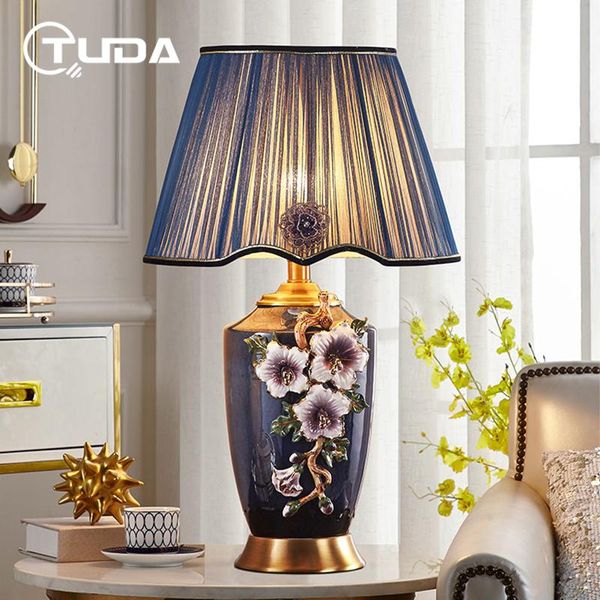 

table lamps tuda 40x68cm european luxury enamel ceramic lamp for living room bedroom bedside american decor flower