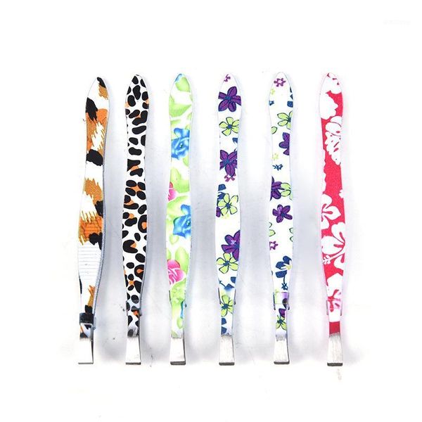 

1pc eyebrow tweezer flower printed stainless steel makeup tool tools & stencils1