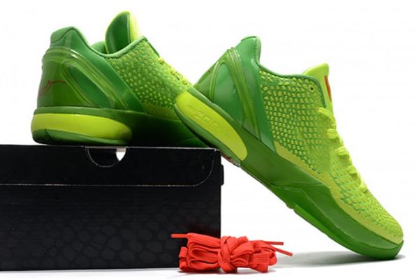 

this 6 protro "grinch" basketball shoes returns 2021 comes dressed in a green volt color combination upper with black swooshes on, Red;white