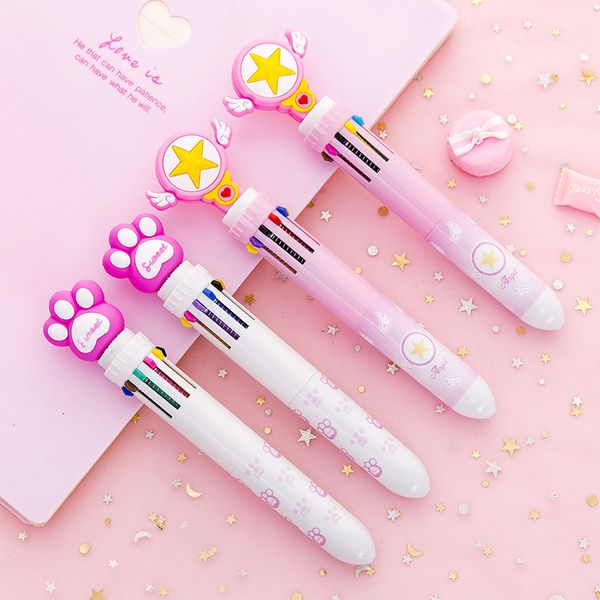 

painting pens girl heart cartoon creative prs ballpoint small frh 10 hand account student color multifunctional oil pen, Black;red
