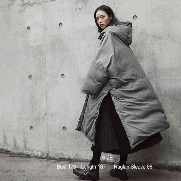 

women's down & parkas [eam] hooded cotton-padded gray oversize long warm coat sleeve loose fit women fashion spring autumn je02002 062v, Black