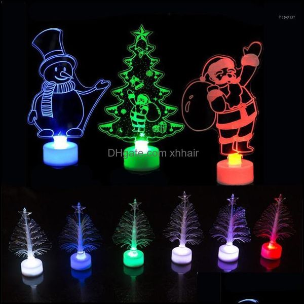 Süslemeleri Şenlikli Parti Malzemeleri Ev Gardenxmas Fiber Optik Ağaçlar Colorf LED Santa Kar Man Gece Işık Xmas Noel Ağacı Parlayan SMA