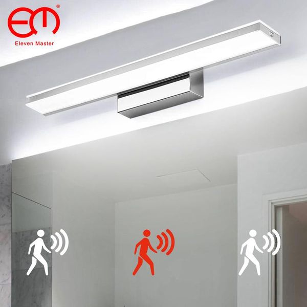 

mirror light stainless steel pir motion sensor waterproof modern cosmetic acrylic wall lamp for bathroom zjq0005