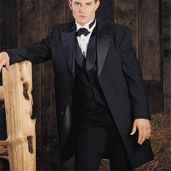 

men's suits & blazers custom-made thin-fitting black bridegroom tux lapel man prom suits business (jacket + pants vest), White;black