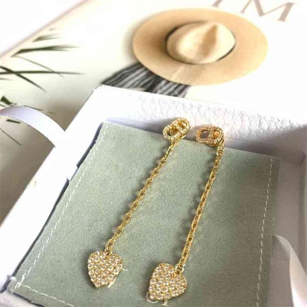 

70% off outlet online letter full of diamond love tassel earrings, Golden