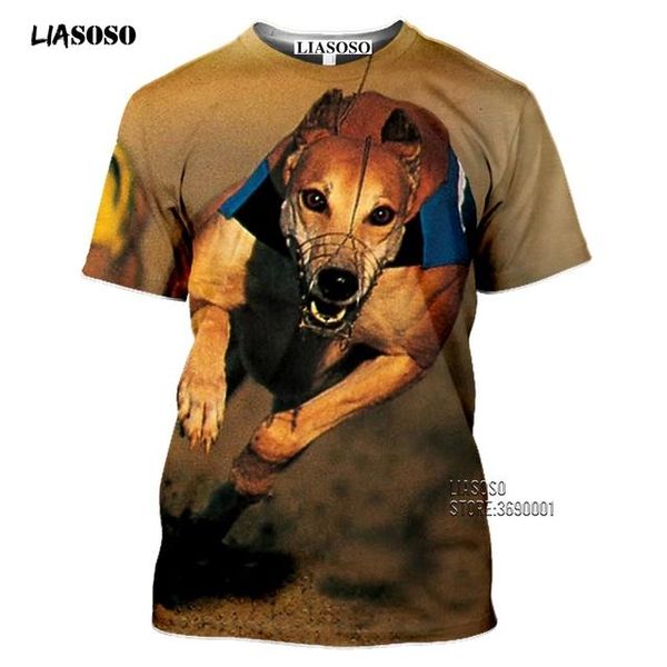 

men's t-shirts liasoso animals greyhound tshirt 3d print racing dog summer casual short sleeve harajuku oversized graphic t shirts, White;black