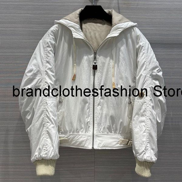 

women's jackets white fashion bomber jacket women liner cotton coat hooded zipper screw thread hem lady 2021 autumn winter, Black;brown