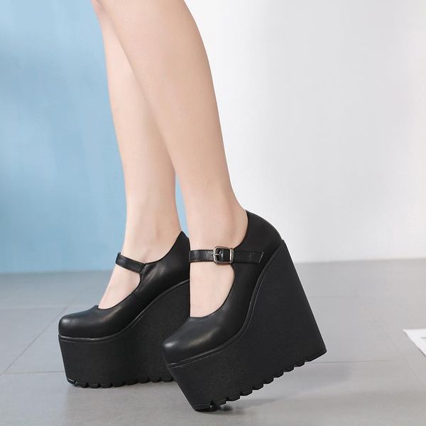 

dress shoes 2021 fashion paragraph 16cm nightclub stage female 34-39 codes show wedge high heel boots, Black