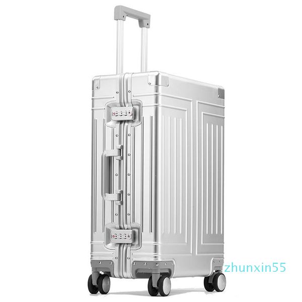 

high-grade 100% aluminum-magnesium rolling luggage for boarding spinner travel suitcase with wheels suitcases