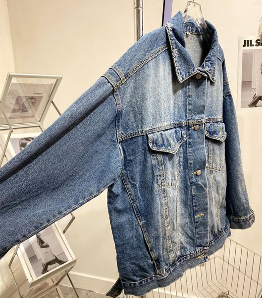 

high version (21ss autumn new product loose back letter cartoon embroidery casual denim coat 08077, Black;brown