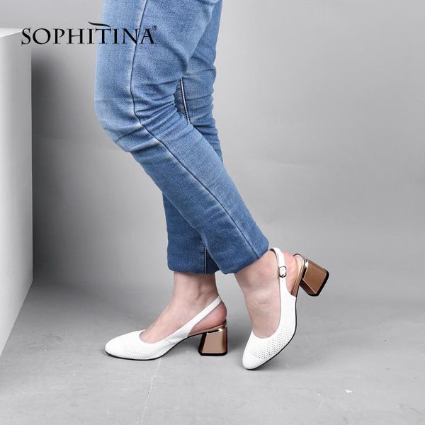 

summer women pumps pointed toe square heel high back strap lady fashionable shoes sheepskin casual sc632 dress, Black