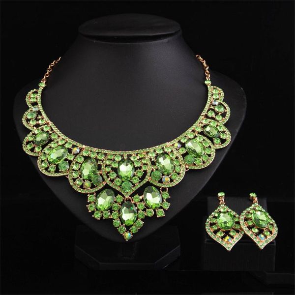 

earrings & necklace fashion crystal statement collar choker bride set bridal jewelry sets wedding party costume accessories, Silver