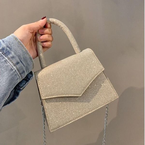 

evening bags shoulder bag female crossbody women designer handbag purse sequins chain fashion 2021 trend pu leather simple all-match