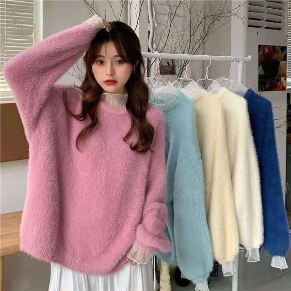 

women's wool sweater thicken loose ribbon knitted or crocheted s, White;black