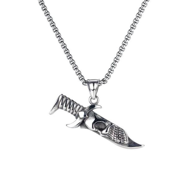 

vintage skull dagger men's pendant necklaces, Silver