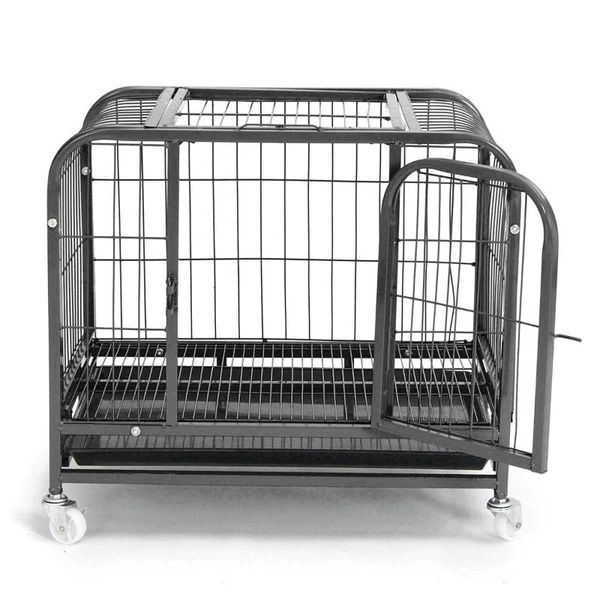 

kennels & pens large heavy-duty folding pet dog puppy cage cat crate carrier wheels supplies 78x54x72cm