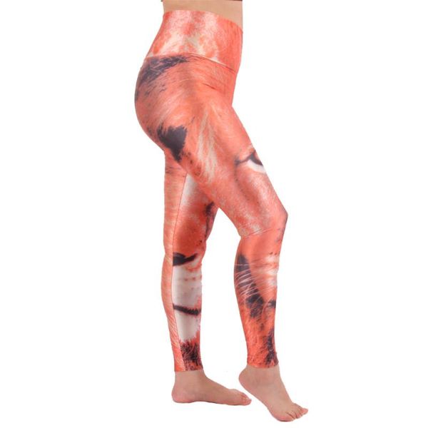 

leggings women high waist plus size yoga pant cycling pantalones workout leggins animal printed orange running pants, Black;blue
