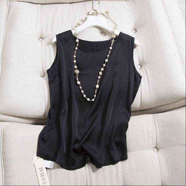 

women casual o womens shirts neck sleeveless chiffon silk girl solid blouse shirt female plus size clothing fashion, White