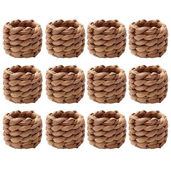 

-country style water woven napkin ring, hand-woven straw farmhouse buckle rings