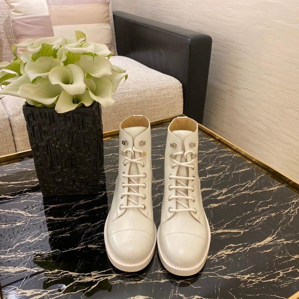 

boots white women ankle lace up round toe genuine leather shoes black casual winter zapatos de mujer 2021