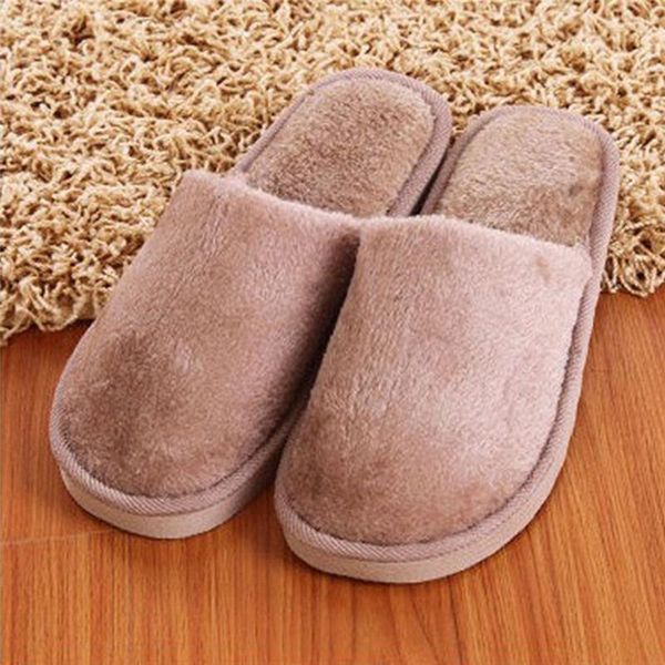 

autumn winter women men slippers indoor soft solid color flats comfortable shoes house floor slipper large size, Black