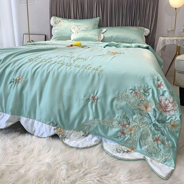 

summer double side ice silk tencel cool quilt 4 piece set naked sleeping smooth air conditioning t comforters & sets