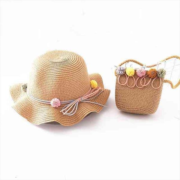 

summer child casual straw hat handbags kid girls outdoor holiday panama cap gorros straw bags sun hat, Blue;gray
