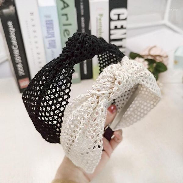 

summer autumn headband fresh hollow cloth hairband wide knot hair accessories light comfortable turban band1
