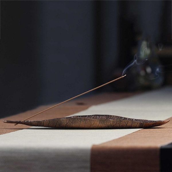

fragrance lamps alloy incense burner censer lying large leaf shape living room insert stick incenses holders home decor