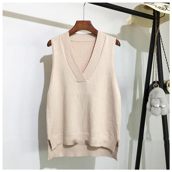 

women's sweaters v-neck knitted vest sweater autumn and winter korean loose wild sleeveless, White;black