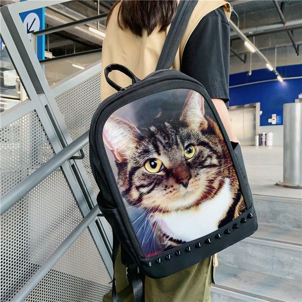

backpack female student schoolbag leisure three-dimensional pattern computer bag waterproof travel large capacity