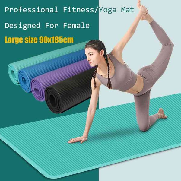 

soft yoga mat 10mm thick nbr exercise mats for gym home stretching abs cardio training pad extra wide 90cm