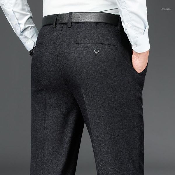 

men's pants business casual 2021 autumn and winter straight loose high waist stretch, Black