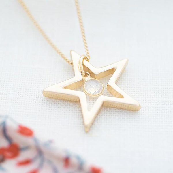 

pendant necklaces mini-world fashion five-pointed star necklace with shiny birthstone charm stainless steel jewelry accessories for women, Silver
