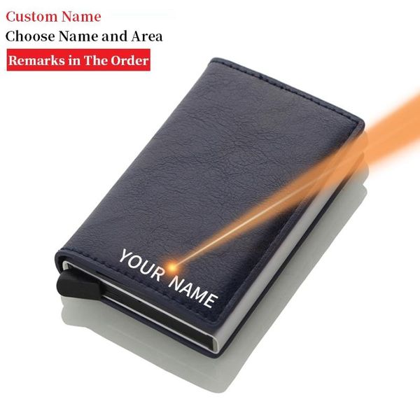 

card holders mini business case high-grade alumina mult-card holder solid automatic -up anti-theft bank box custom name, Brown;gray