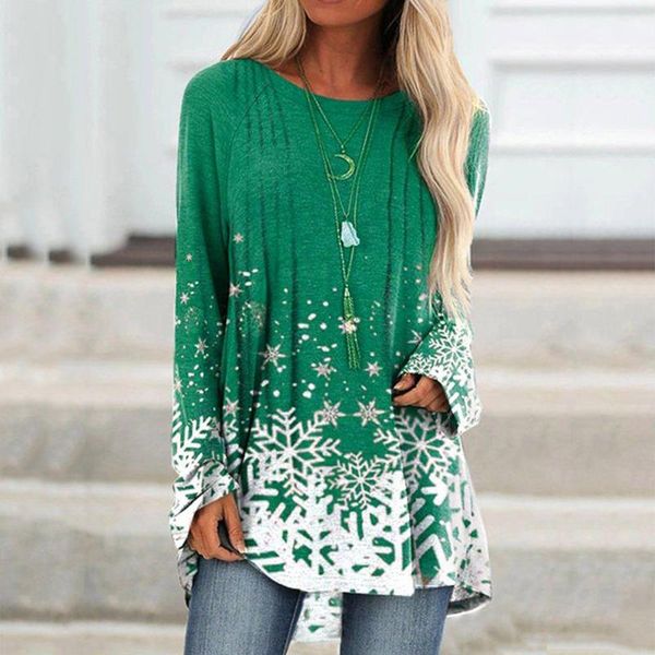 

women's blouses & shirts blouse plus size autumn women long sleeve o-neck snowflake print shirt casual vintage floral leisure blusas, White