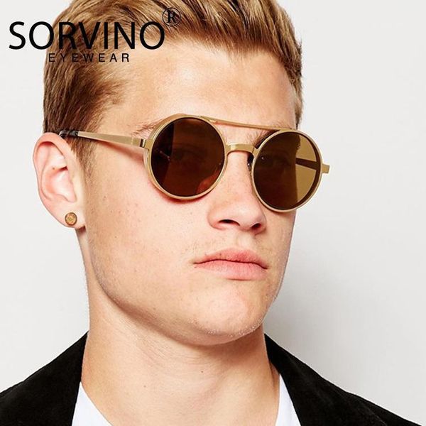 

retro round double bridges punk sunglasses trendy steampunk shades uv400 women men metal frame sun glasses, White;black