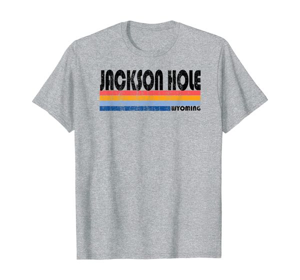 

vintage 70s 80s style jackson hole, wyoming t-shirt, White;black
