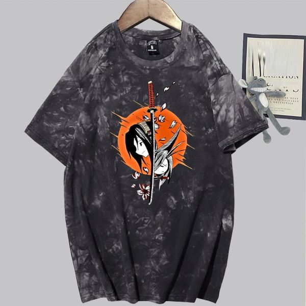 

men's t-shirts shaman king anime t-shirt tie dye round neck short sleeves casual man and woman, White;black